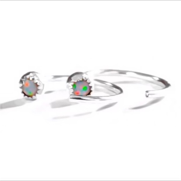 🌻NIB Sterling Silver Fire Opal Mini Hug Hoop Earrings🌻 - Picture 2 of 6